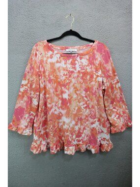 Rose & Olive 3/4 Ruffle Sleeves Soft Floral Sweatshirt-XL-Boho-Cottagecore
